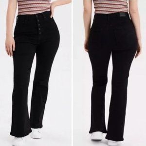 American Eagle Next Level Stretch Curvy Highest Rise Flare Black Jeans Size 22